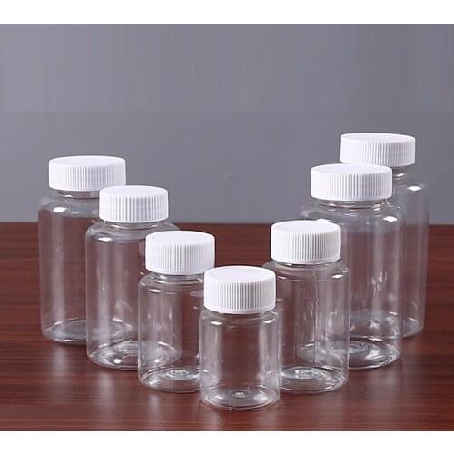 2/5/10pcs 15/20/30ml transparent PET white cap plastic bottle seal liquid bottle small empty packing bottle capsules container