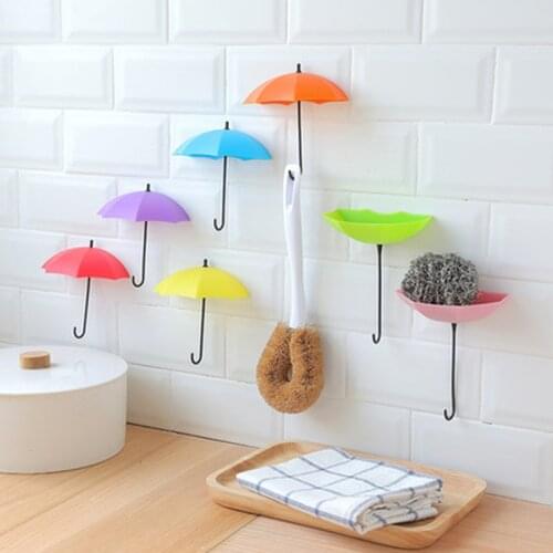 3PCS Umbrella Shaped Hooks Creative Kitchen Key Hanger Rack Home Decorative Holder Wall Hooks Bathroom Bedroom Accessories
