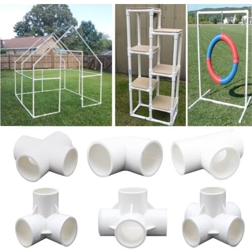4 Way PVC Fittings 3/4" 1" Elbow Corner Side Outlet Tee for Greenhouse Frame Construction,Tent Connection,Furniture Build Grade