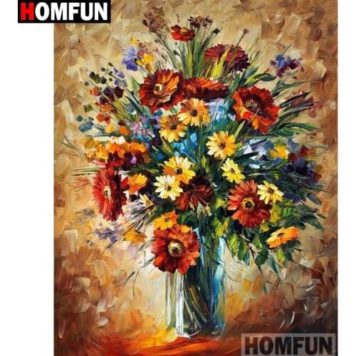 HOMFUN Full Square/Round Drill 5D DIY Diamond Painting "Oil painting flower" 3D Embroidery Cross Stitch 5D Home Decor A16005