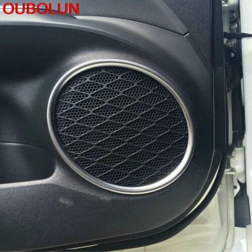 OUBOLUN For Toyota Prius 2016 2017 2018 Inside Door Stereo Audio Speaker Sound Louder Ring Cover Trim Interior Accessories ABS