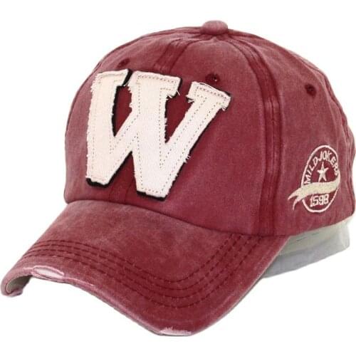 Retro Letter W Washed Baseball Cap Women Men Outdoor Sports Caps Streetwear Baseball Cap for Men Dad Hats