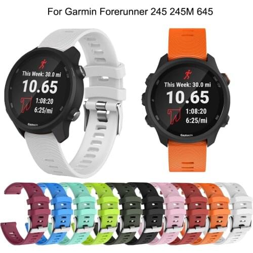 Official Button Silicone Watch Band Sport Wrist Strap For Garmin Forerunner 245M/645/Vivoactive3/Vivomove HR Smartwatch Bracelet