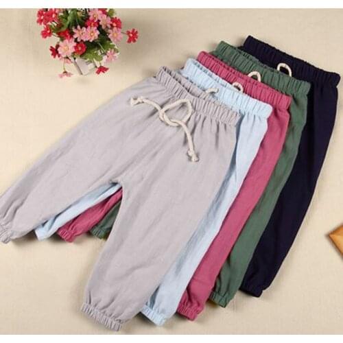 Boys Pants Summer Kids Clothes Children Casual Pants for Baby Girls Ttrousers Toddlers 8090100110120130140150 solid linen anti