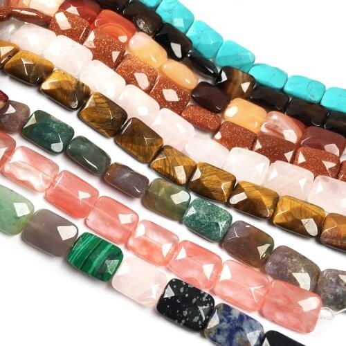 Natural Stone Square shape Faceted Beads Agates crystal Bead Making For Fashion Jewelry DIY Necklace Bracelet Accessories