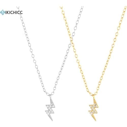 KIKICHICC 925 Sterling Silver Lighting Pendant Pave Zircon CZ Luxury Chain Necklace Fashion Women Crystal Jewelry Rock Punk