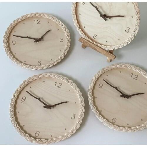 11 Inches Silent Non-Ticking Quartz Wall Clock 3D Wood Kitchen Clock for Home Office Classroom School Living Room Decor
