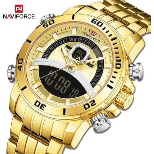 New NAVIFORCE Men Watch Top Luxury Brand Mens Sports Quartz Watches Chronograph Male Clock Stainless Steel Relogio Masculino