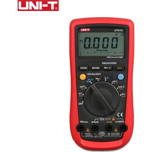 UNI-T UT61C Digital Multimeter Auto Range AC 1000V RS232 PC Connect Diode Test LCD Backlight Multimetro DC Voltage Current