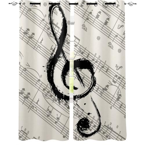 Music Notes Sheet Music Window Curtains for Living Room Bedroom Kitchen Modern Curtains Home Decoration Drapes Blinds