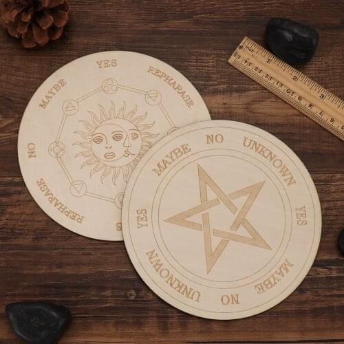 Stars Sun and Moon Wooden Pendulum Board for Divination Message Board Wooden Carven Board Metaphysical Altar Decoration
