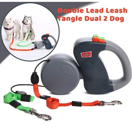 Two-headed Dog Leash With ABS Automatic Retractable Traction Rope Dog Chain Seatbelt Harness Pet Supplies Dog Accessories