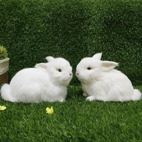 Rabbit Toy Realistic Bunny Easter Decoration For Home Lifelike Animal Figure Miniature Birthday New Year Gift Craft Ornaments