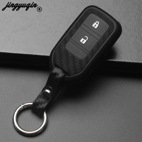Jingyuqin Carbon Fiber Silicone Car Key Case Fob Cover For Honda 2016 2017 CRV Pilot Accord Civic Fit Freed Remote 2 Buttons