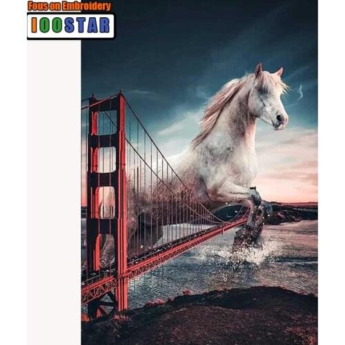 Full Square/Round Drill 5D DIY Diamond Painting Kits Rhinestone Embroidery animal horse and bridge Cross Stitch Arts Home Decor