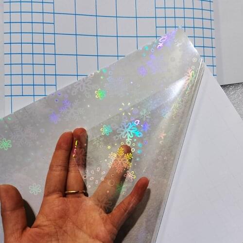 50 Sheets 210 x 297mm Foil Adhesive Tape Back Snowflake Holographic Hot Stamping On Paper Plastic DIY Package Color Card