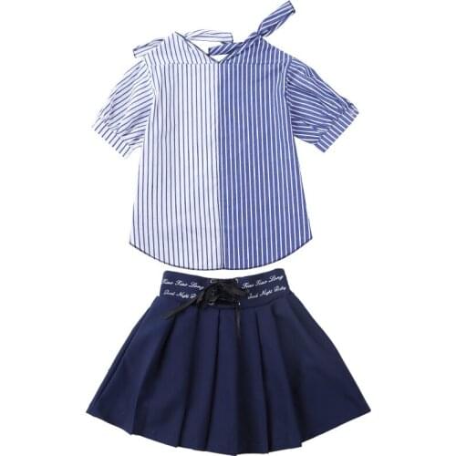 Set summer for girl 2020 girls kids fashion 2 pieces shirt + skirt 4 8 10 12 13 years children clothes teen girl summer sets
