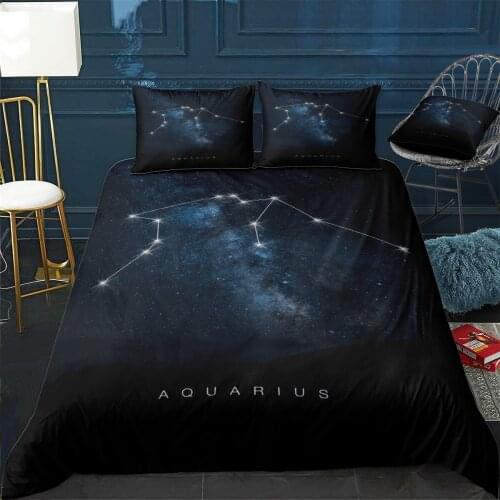 Aquarius Quilt Cover Pillowcase 3Piece Comforter Bedding Set With Pillow Case Single Double Duvet Cover Home Decora