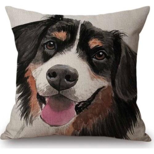 Cute Lovely Sofa Throw Pillow For Home Decoration Watercolor Adorable Dog Face Dachshund Pug Cotton Linen Cushion Cover 45x45cm