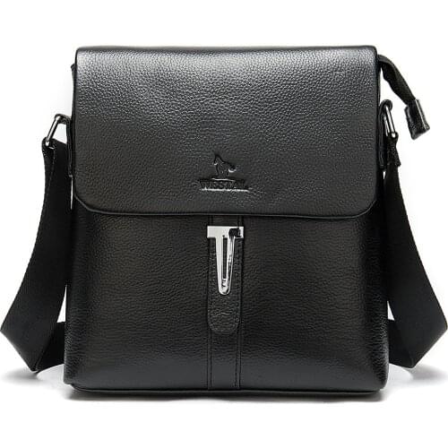 MVA Business Genuine Leather Postman Messenger Men Bag Simple Vertical Shoulder Crossbody Bags Briefcases Travel