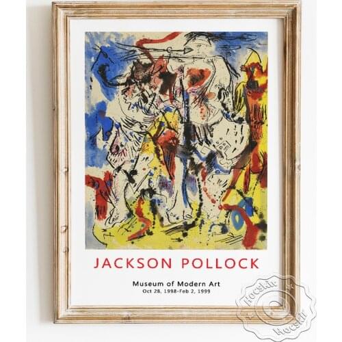 Jackson Pollock Exhibition Museum Poster, Untitled Abstract Expressionism Wall Picture, Chic Watercolour Art Prints Wall Decor