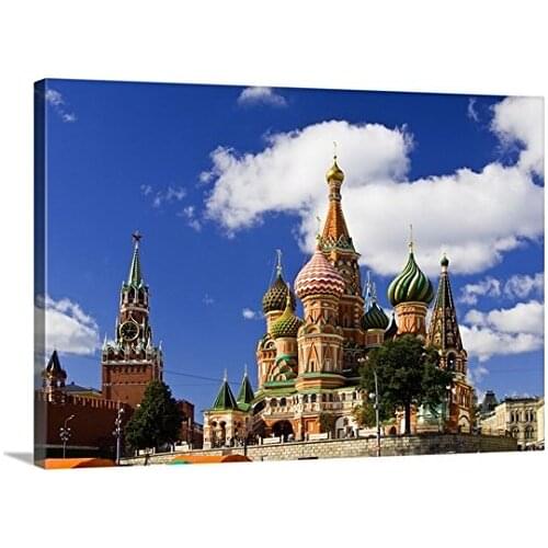 Canvas Wall Art Print Entitled Russia, Moscow, Red Square, St. Basils Cathedral, Ready to Hang Drop shipping