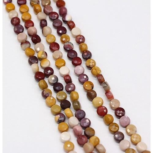 Natural Semi-Precious Stones Beaded 6mm Oblate Egg Yolk Stone Faceted Beads for Charm Jewelry Making DIY Trendy Bracelet Unisex