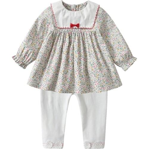 Baby Outfits Sets Infant Toddler Newborn Baby Girls Autumn 100% Cotton Long Sleeve Dress+95% Cotton Leggings 2pcs/set 0-4T