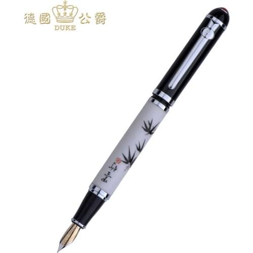 Duke 801 Luxury 14k Gold Pen Quality Assurance Ceramics Fountain Pen with Ink Painting of Bamboo The Best Gift Business Ink Pens