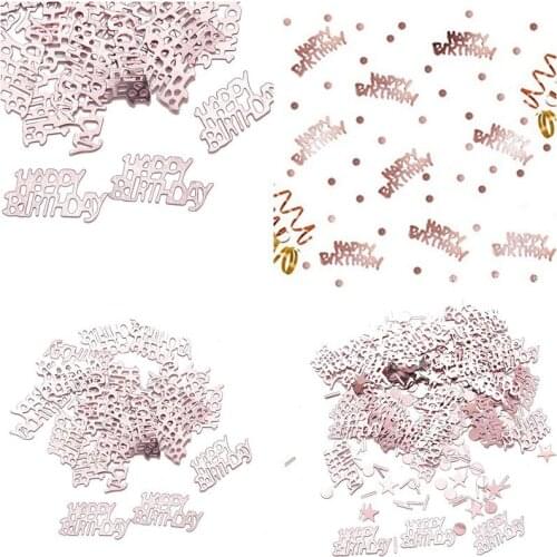Rose Gold Happy Birthday Party Decorations Table Scatters Foil Number Digital Colorful Sprinkle Confetti
