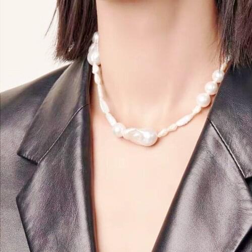 Printed Glass Beads Natural Pearl Necklace Bohemian Crystal Beads High Quality Naszyjnik Luxury Stackable Party Wedding Jewelry