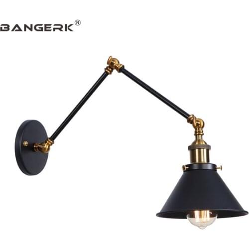 Industrial Antique Long Arm LED Wall Lamp Loft Swing Vintage Sconce Wall Lights Decor Black Iron Home Lighting Lamparas Pared