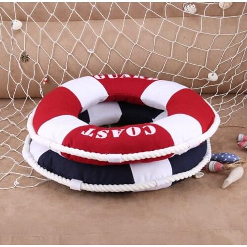 [ONLY FOR ISREAL USER] Mediterranean Cartoon Canvas Sailor Lifebuoy Cushion Can Be Hung Home Fabric Handmade Decorative Pillow