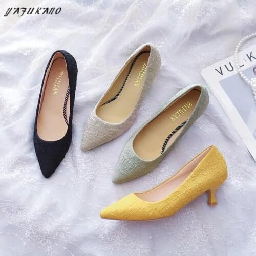 Fashion Candy Color Small Fresh High Heels Stiletto Pointed Toe Ladies Single Shoes Office Work Shoes Mid Heel Party Dress Pumps