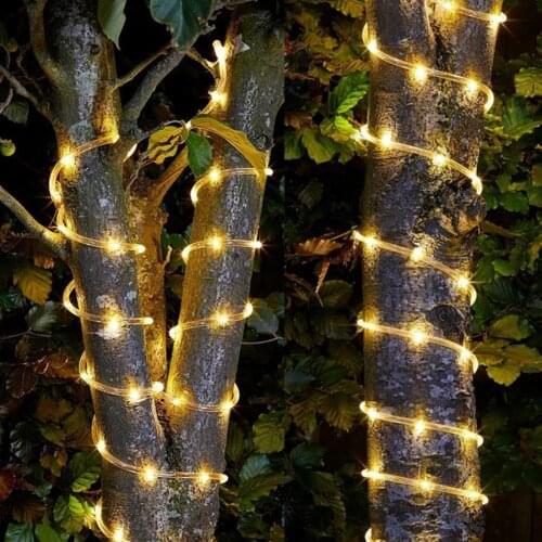 Thrisdar 100/200/300LED Outdoor Garden Christmas Solar Rope Tube String Light 8 Modes Copper Wire Solar Fairy Garland Light