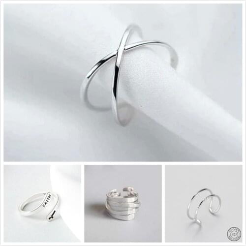 Vintage Silver Color Metal Punk Letter Open Rings Design Finger Rings for Women Men Party Jewelry Gifts