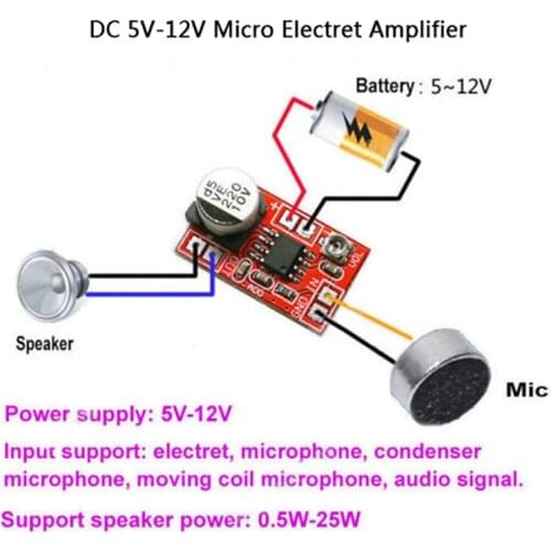 High Quality DC 5V-12V Micro Electret Amplifier MIC Condenser Mini Microphone Amplifier Board