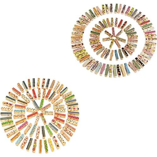 XRHYY 100Pcs Mini Colorful Wooden Craft Clip Paper Peg For Photos Postcards Notes Calendar Map Artworks Home Office&School Usage