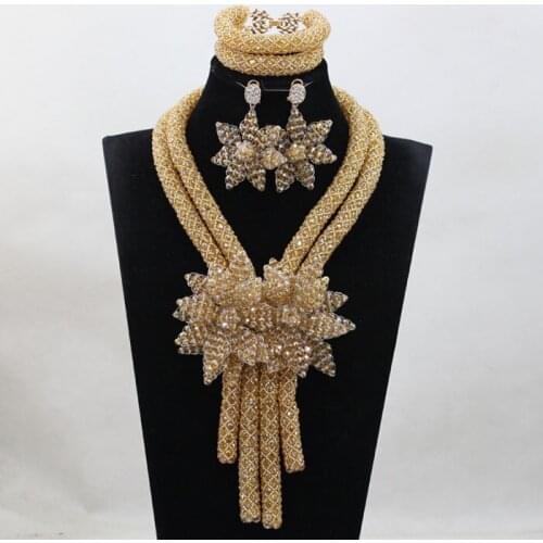 Trendy Fashion Wedding Jewelry Necklace Set African Jewelry Sets Nigerian Beads Jewelry Sets Free Shipping ABH372