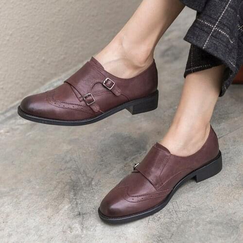 2021 Women Shoes Retro College Style Womens Pumps Slip-On Buckle Thick Heels Square Heel Round Toe Comfortable Block Shoes