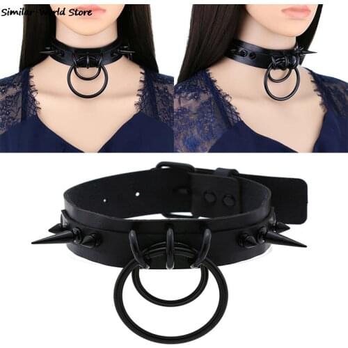 Gothic Jewelry Punk Spike Goth Choker Woman Collar Women Studded Rivet Leather Choker Men Necklace Chocker