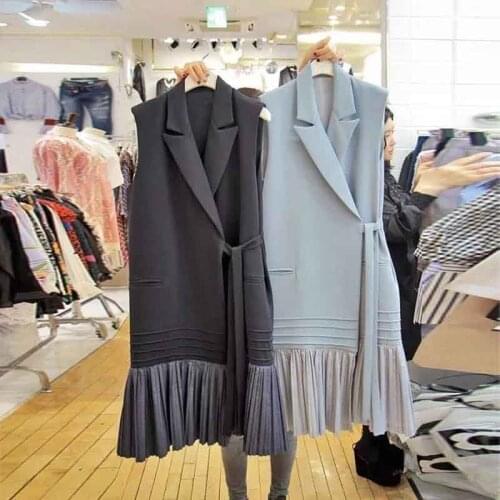 2020 Spring New Temperament Lace-up Pleated Sleeveless Dress Womens Ruffle Dress Girls Student Dresses Leisure Outfits