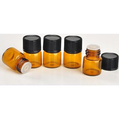 1ML Brown Glass Perfume Bottle For Essential Oils Empty Contenitori Cosmetici Vuoti For Personal Care Sample Jar 100pcs