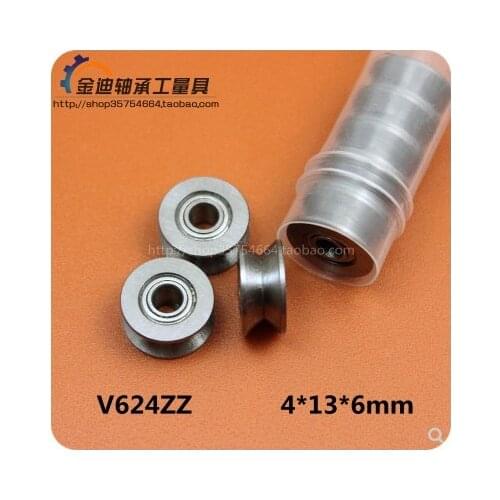 10pcs V624ZZ V Groove Ball Bearing Pulley For Rail Track Linear Motion System 4*13*6mm