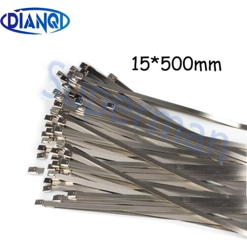 100pcs 15*500mm 15x500mm 15mmx500mm Latching Self-Locking Stainless Steel Zip Cable Tie Lock Tie Wrap cable ties 201 304 316