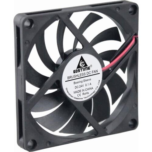 2 Pieces Gdstime DC 24V Two Wires 2Pin 8cm 80x80x10mm Brushless DC Cooling Fan 80mm x 10mm 8010 Motor PC Computer CPU Cooler
