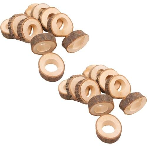20x Natural Wooden Tree Stump Cloth Napkin Rings for Wedding Christmas Party Dinner Decoration