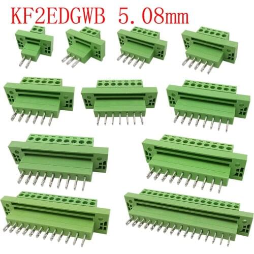 3 Pair KF2EDG 2-16 Pin Straight Pluggable Bulkhead Screw Terminal Block Connector 5.08mm Pitch Plug Socket Through-wall Terminal