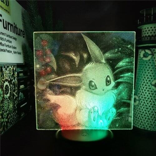 Pokemon Eevee 3D Anime LED Lamp Colors Changing Nightlights Pokemon Go Eevee Visual Lampara