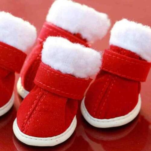 4pcs/set Pet Shoes for Dogs Cats Winter Small Dog Anti-slip Boots Yorkshire Snow Boots Chihuahua Supplies christmas Pet Products